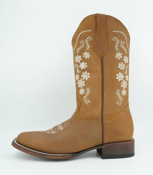 Quincy Women's Flowers Crazy Tang Wide Square Toe Boot