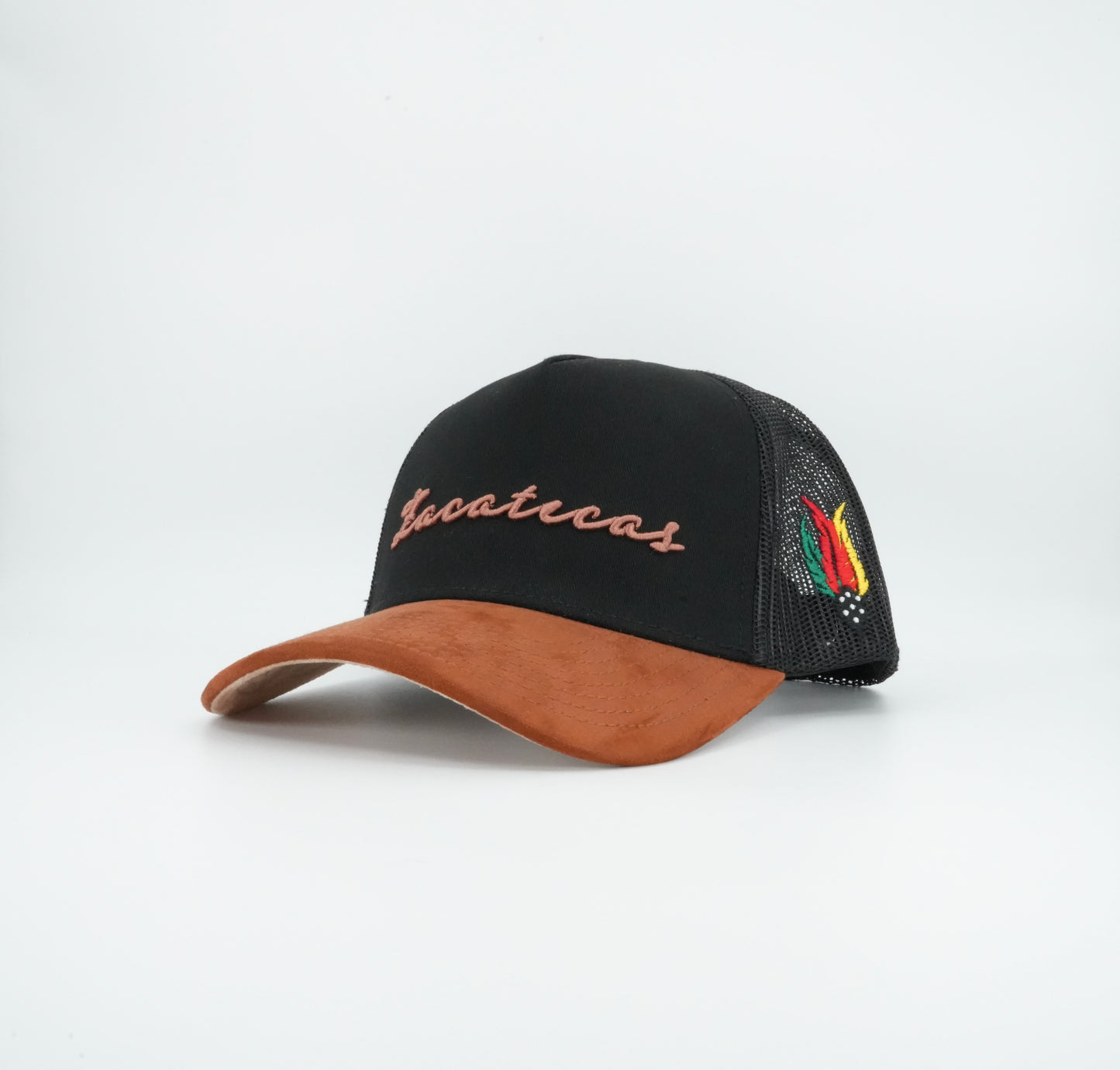 45 Rust Cursive Trucker Cap Black-Rust