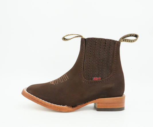 Besserro Kid's Nobuck Dark Tobacco Short Boot
