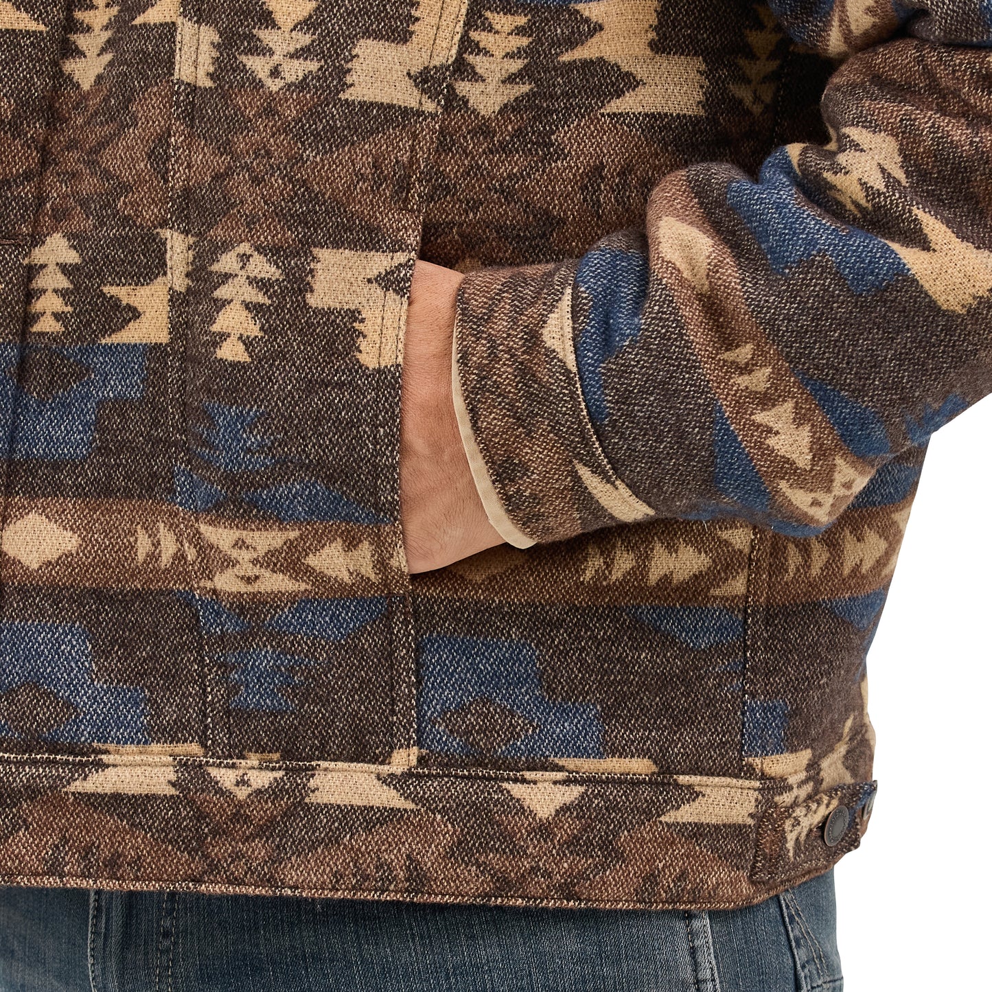 Men's Wrangler Sherpa Lined Jacquard Print Jacket - Chocolate