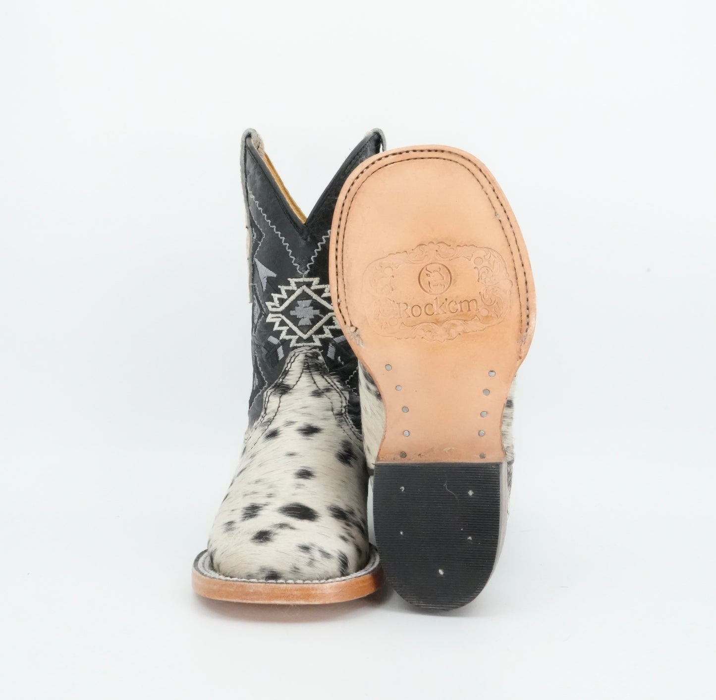 Rock'em Kid's Cow Hair White/Black Boots Size: 8 US / 15 MEX  *AS SEEN ON IMAGE*