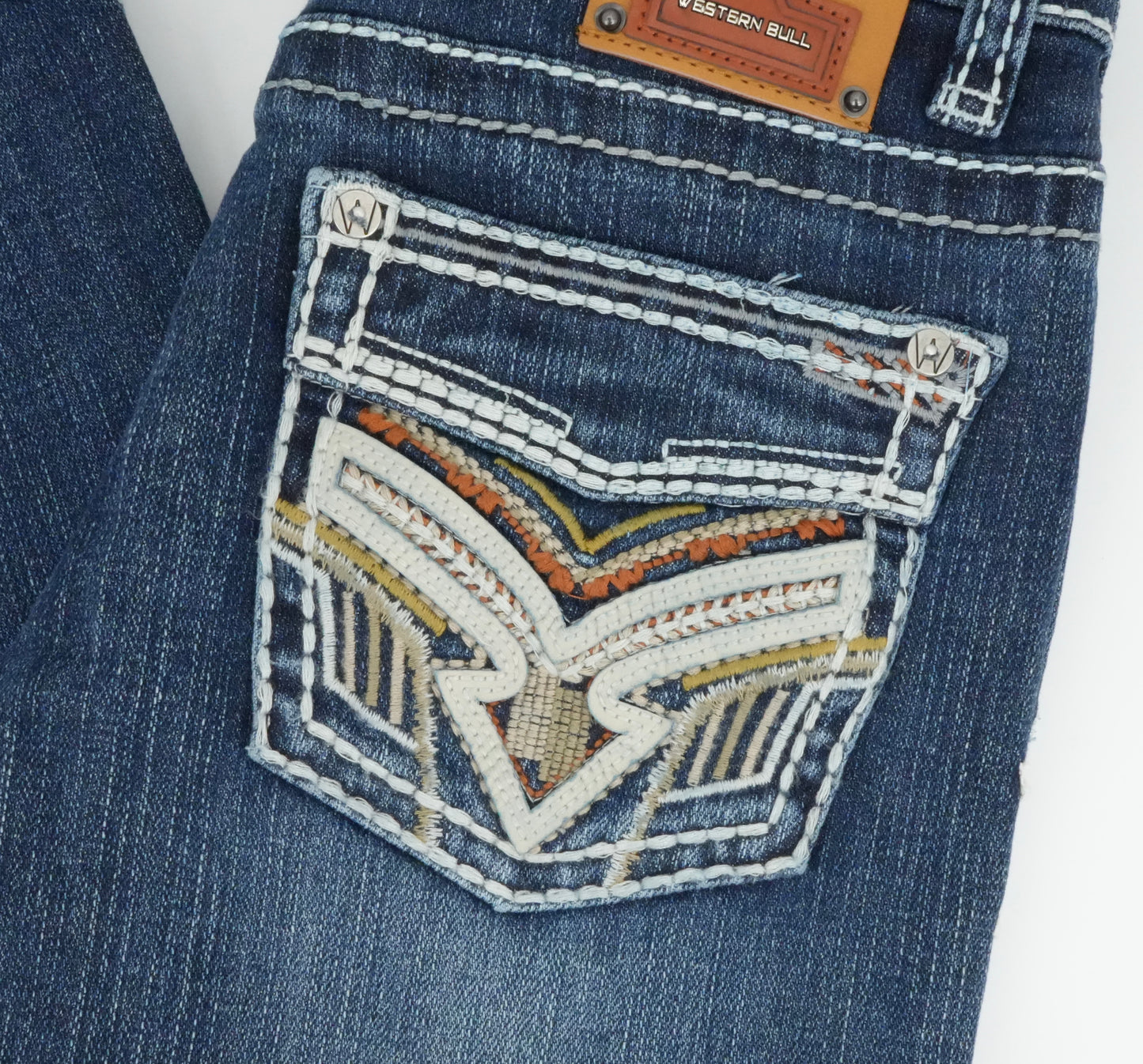 Boy's Western Bull Arrow Medium Blue Straight Jean