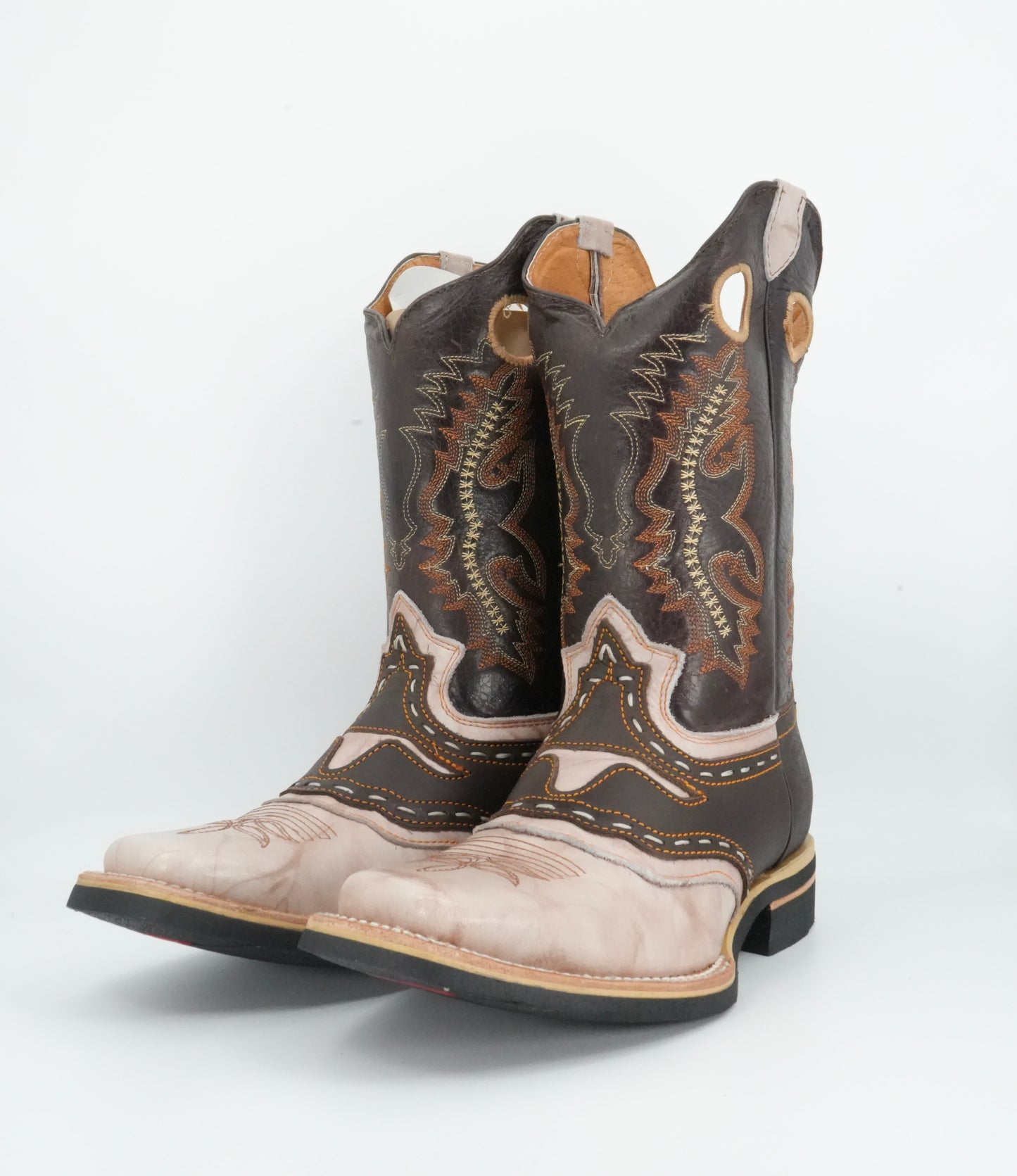 Potro Rebelde Men's Western Crazy Winter White/Brown Square Toe Boot