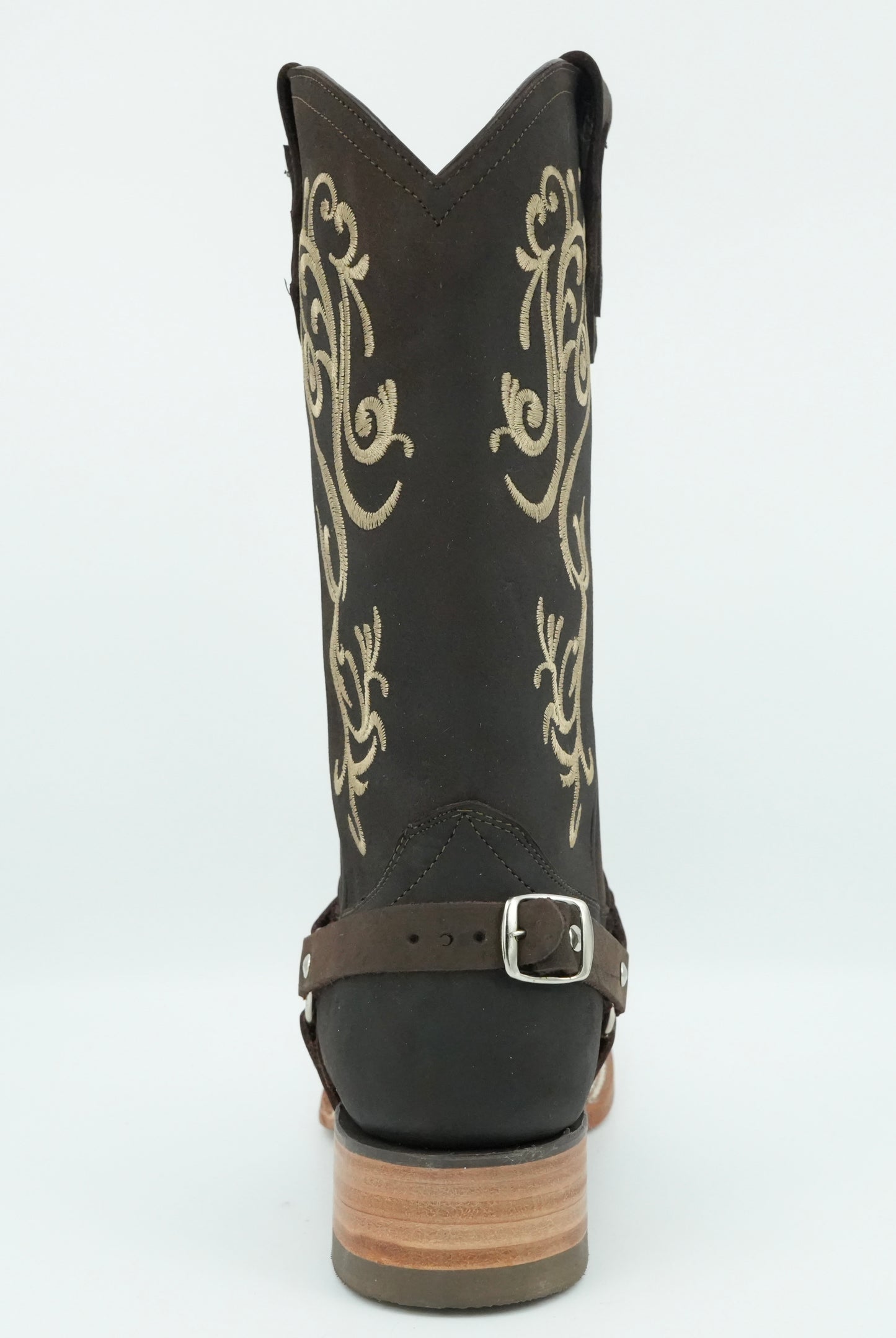 La Sierra Women's Chocolate Embroidered Strapped Square Toe Boot