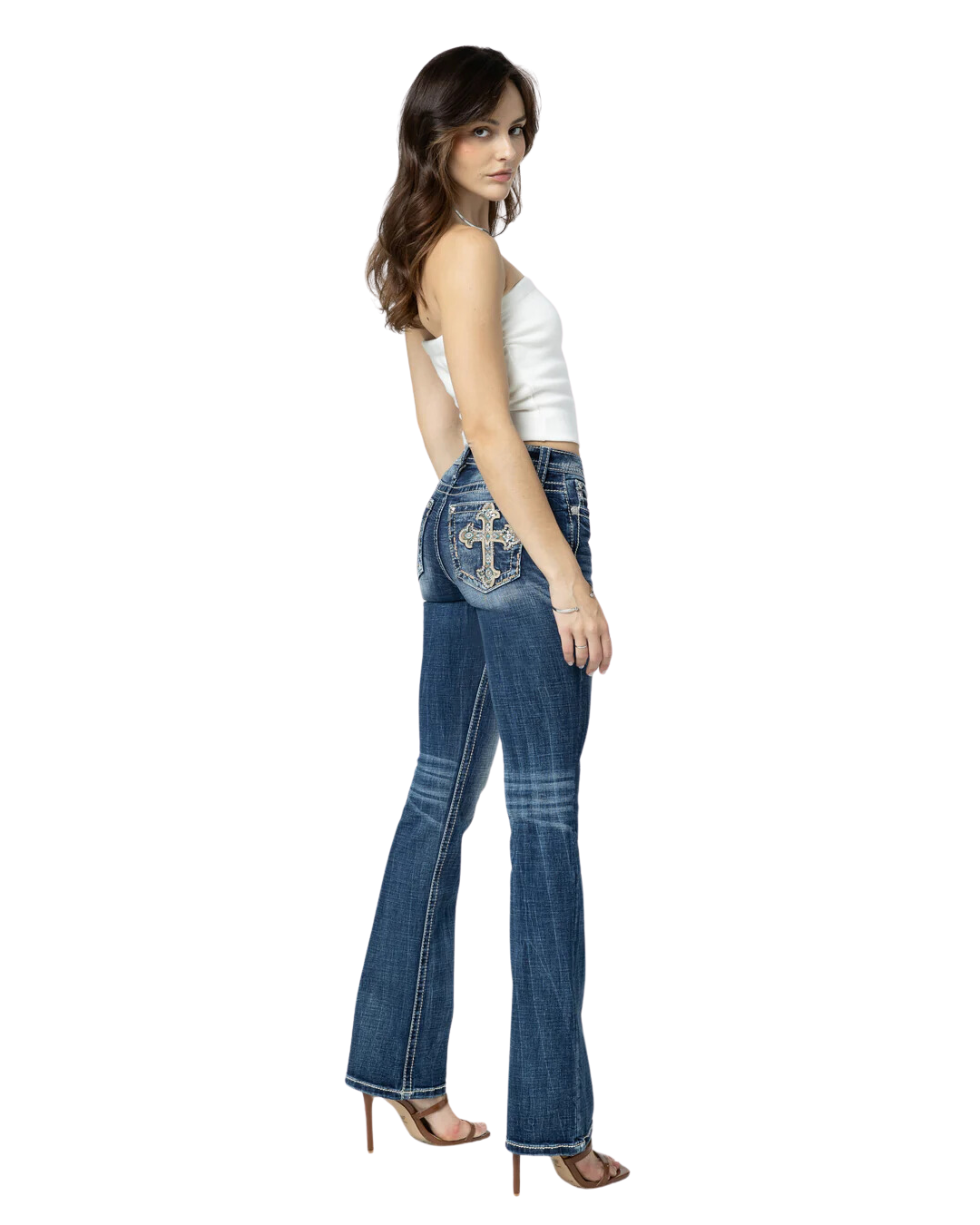 Miss Me Aztec Embroidered Cross Bootcut Jean