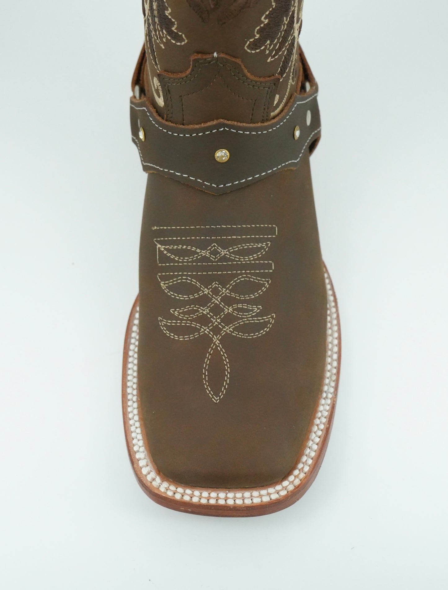 La Sierra Women's Brown Embroidered Strapped Square Toe Boot
