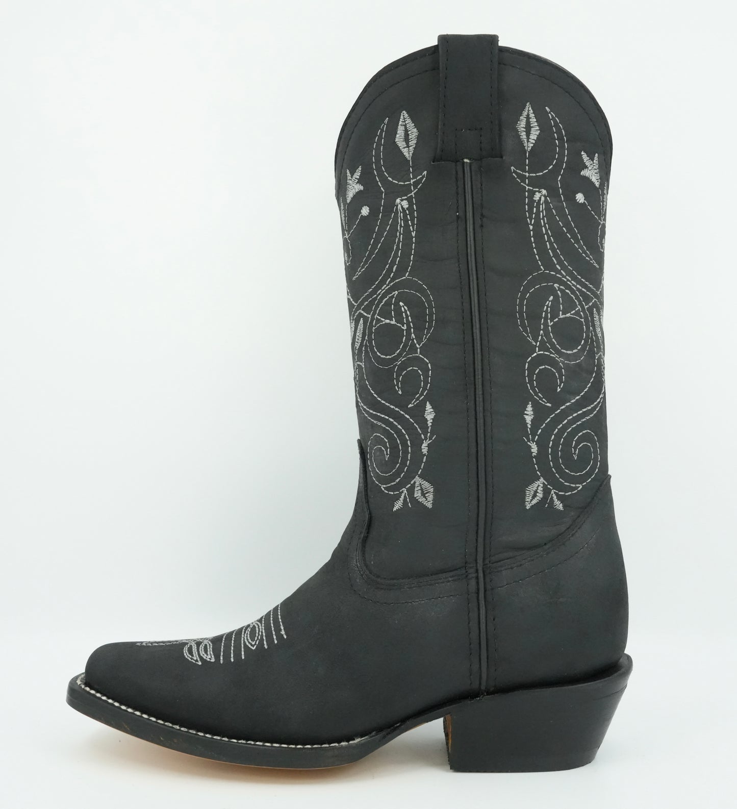 La Sierra Women's Black Embroidered Narrow Square Toe Boot