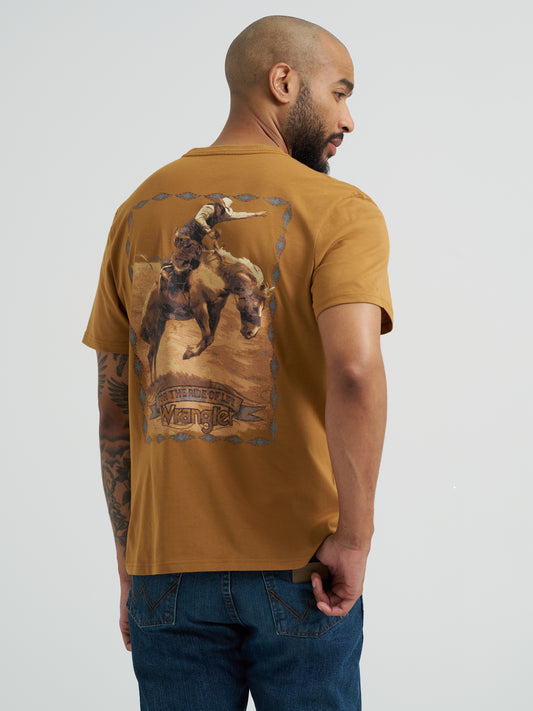 Wrangler Men’s Back Graphic Rodeo Tobacco Brown T-Shirt