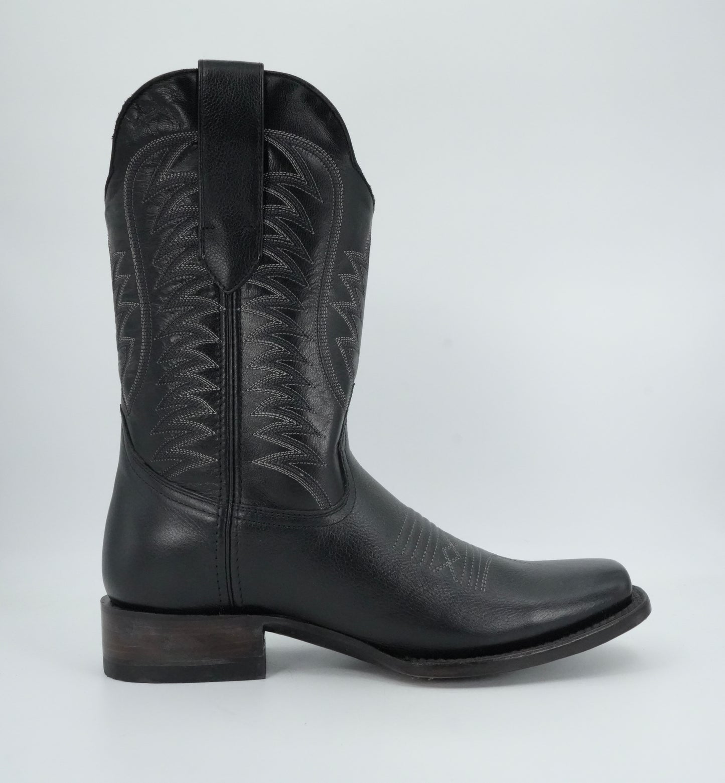 Denver Boots Men's Black Leather Semi Square Toe Boot