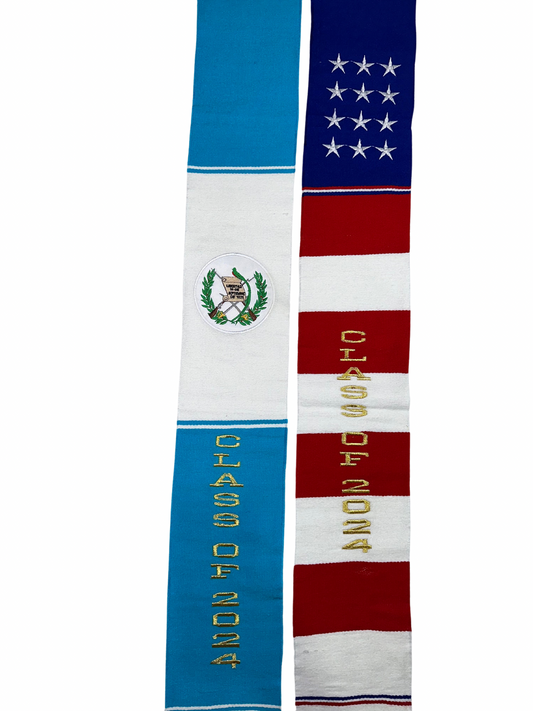 Graduation Stole Class of 2024 Serape USA/Guatemala