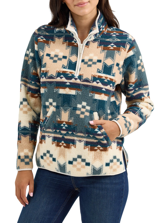Wrangler Women's Retro Quarter-Zip Sherpa Pullover