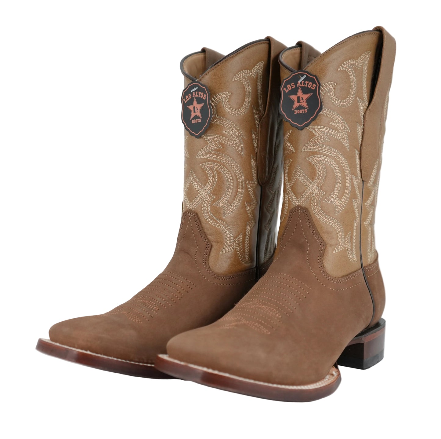 Los Altos Bota con punta cuadrada de Nobuk color topo para hombre