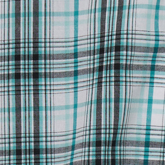 Boy's Wrangler Turquoise Plaid Western Long Sleeve Button Down Shirt