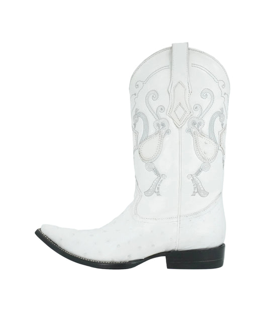 Cuadra Men's Genuine Ostrich Snip Toe Boot - White