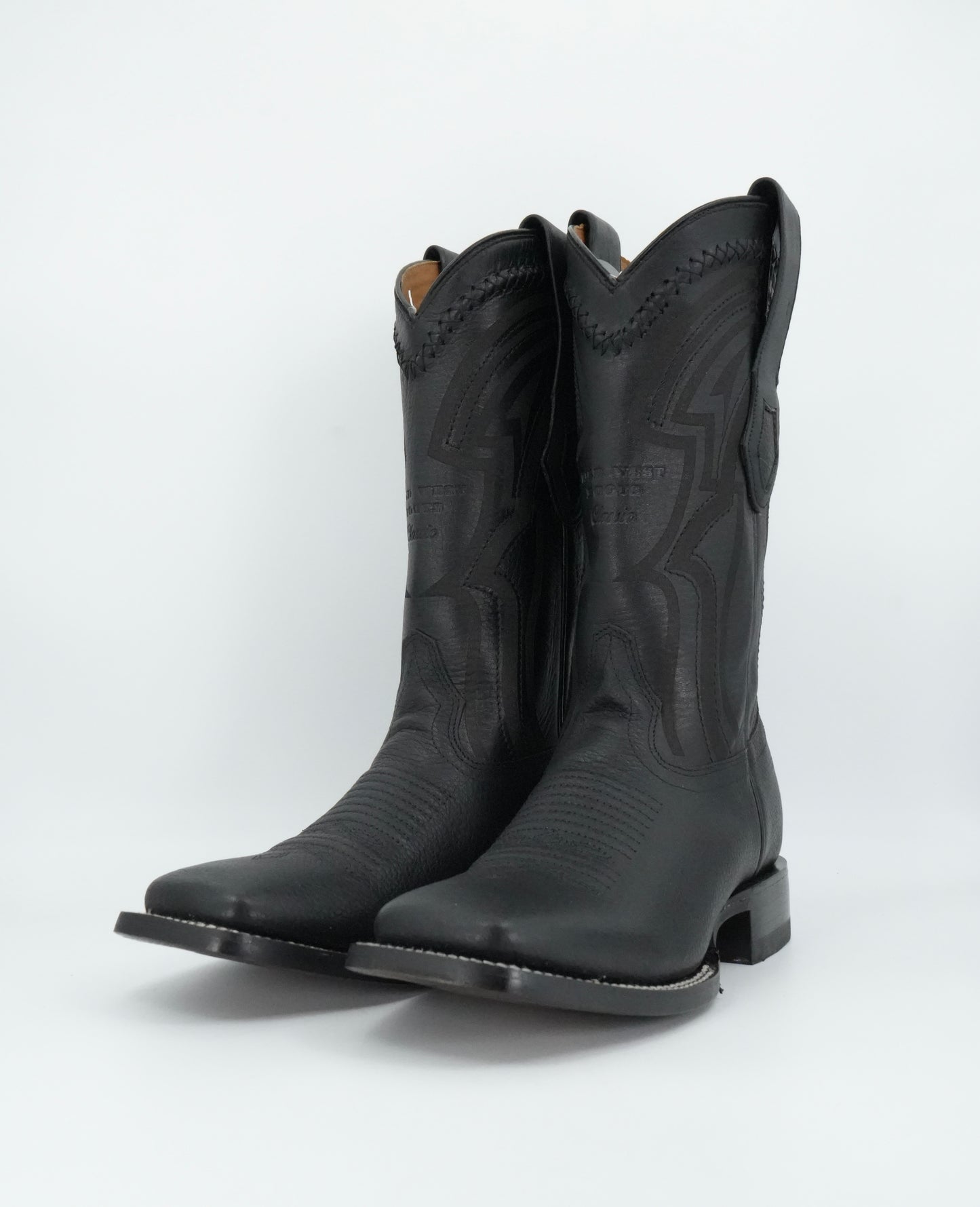 Wild West Men's Grisly Laser Black Wide Square Toe Boot
