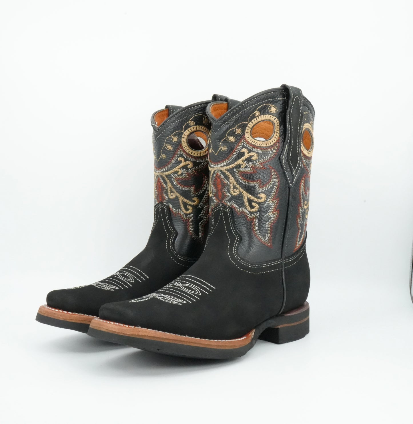 La Sierra Jr’s Nobuck Black Square Toe Boot