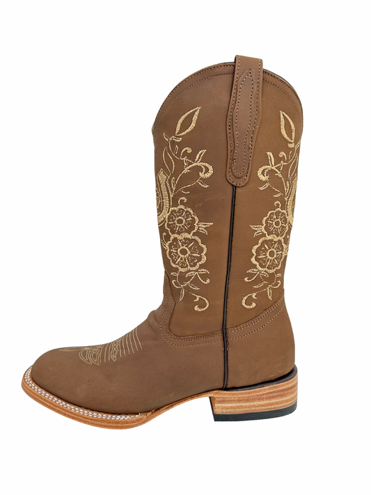 Centenario Women's Papaya Floral Horseshoe Square Toe Boot