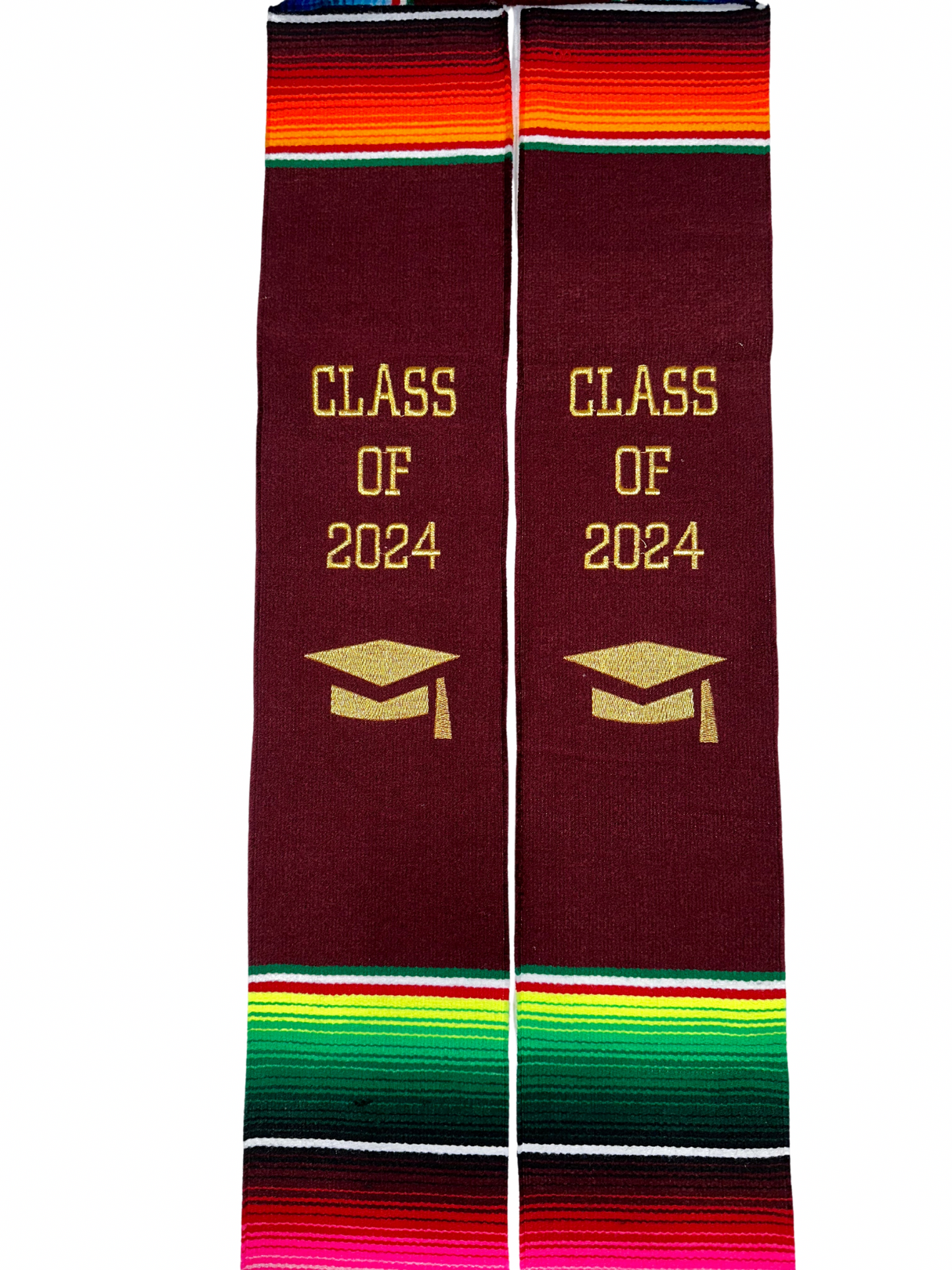 Graduation Stole Class of 2024 Mexican Serape Burgandy