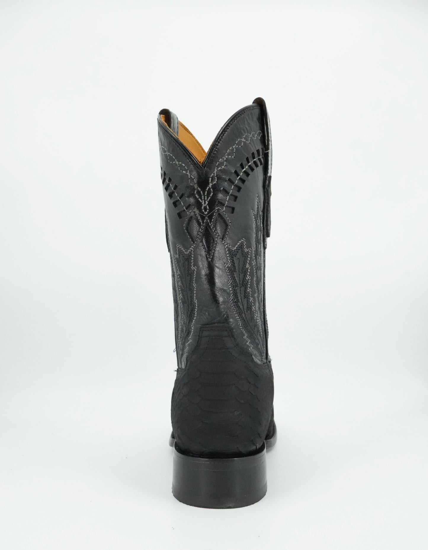 Hooch Men's Nobuck Black Python Print Square Toe Boot