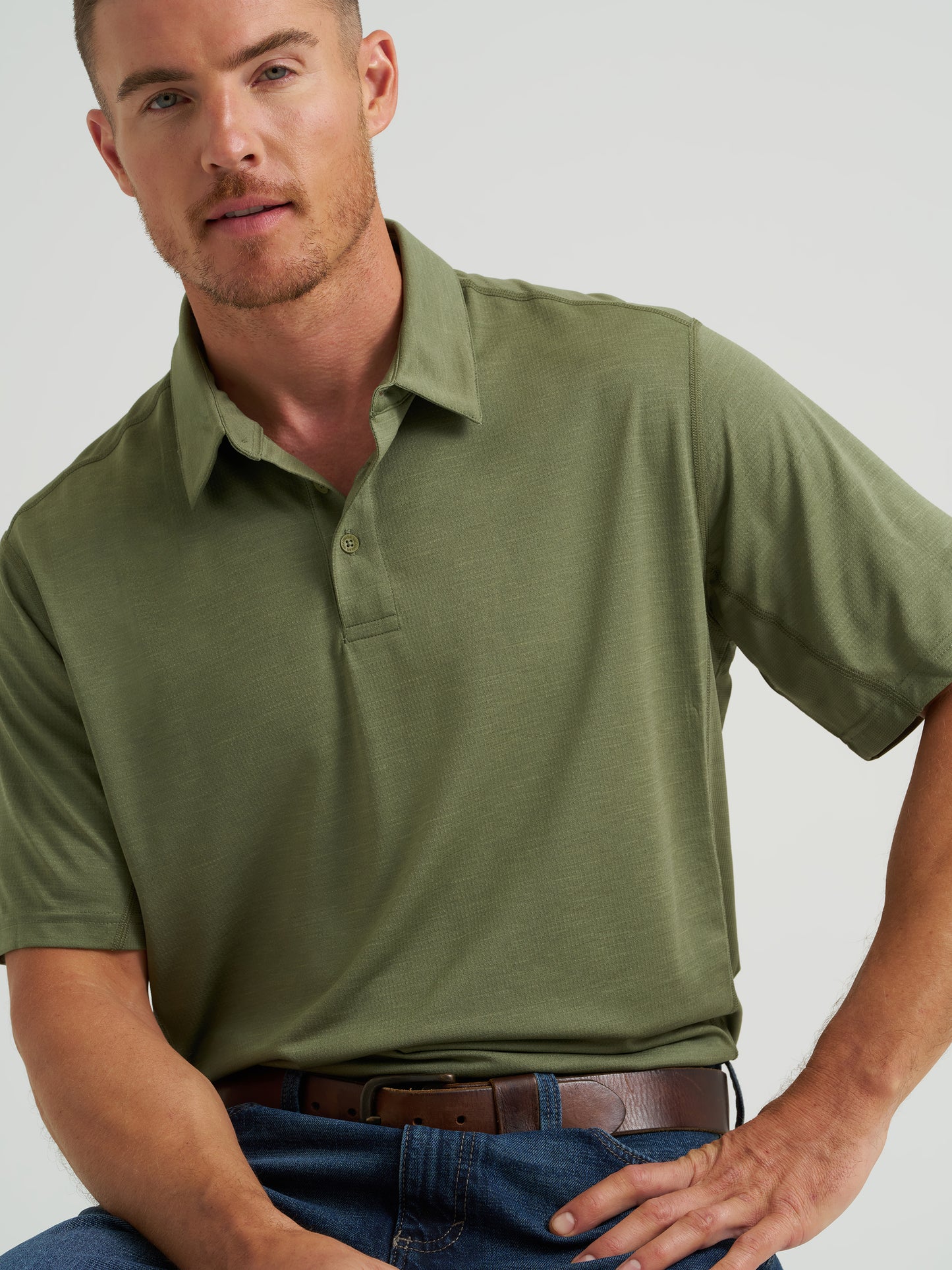 Wrangler Men's Performance Green Classic Fit Polo Shirt
