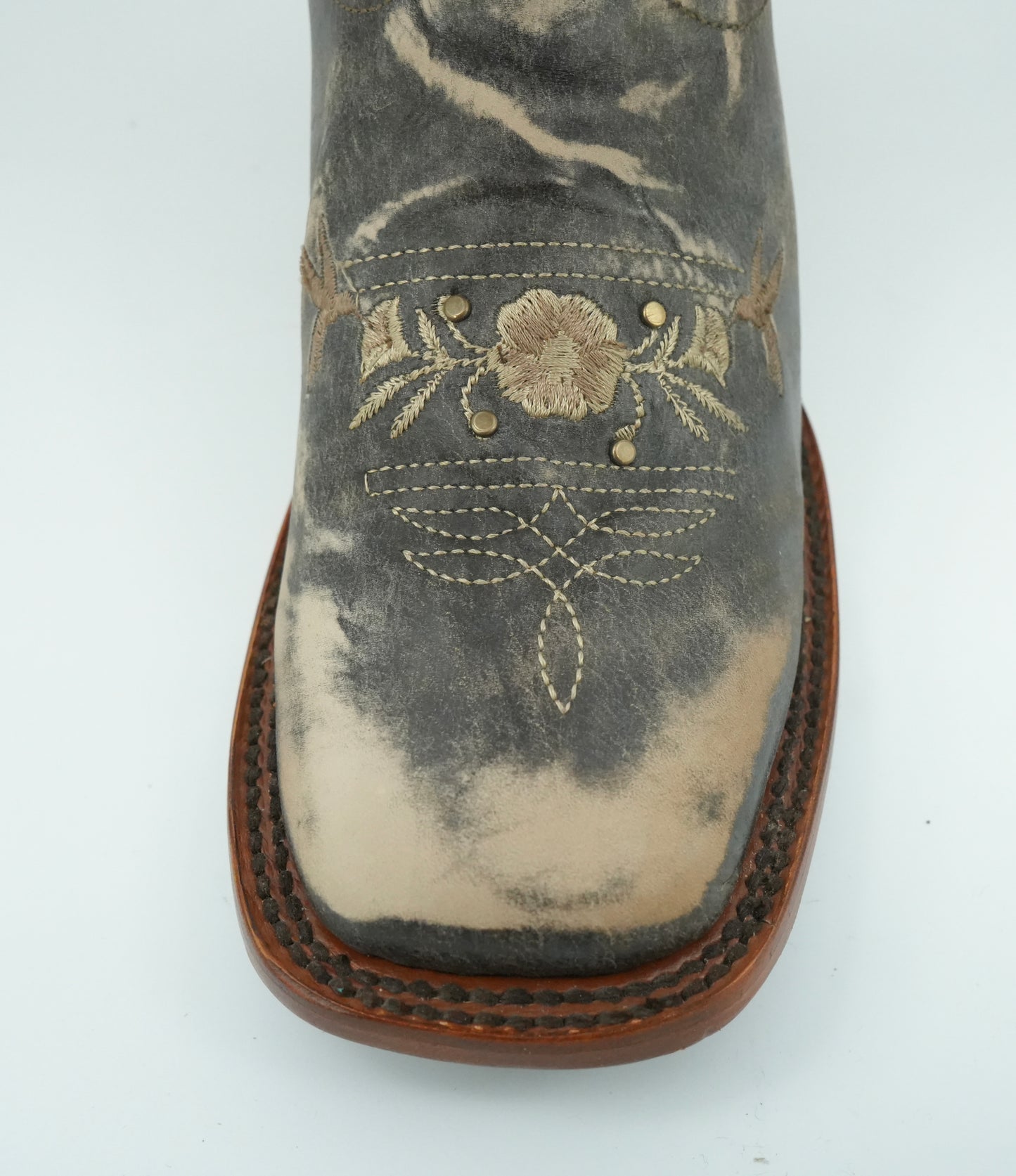 Quincy Women's Hummingbirds Crazy Old Tobacco Wide Square Toe Boot