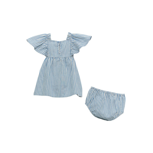Girl's Wrangler Mini Stripe Dress - Blue/White