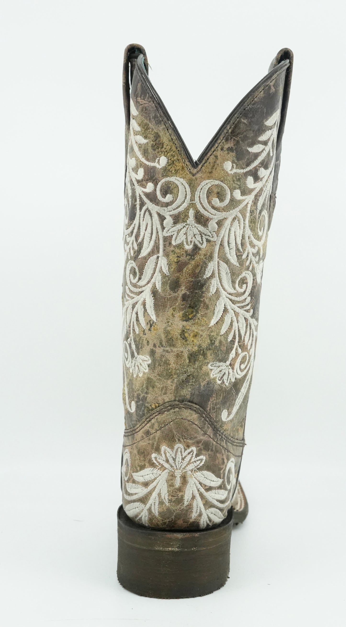 Corral Women’s Brown/White Embroidery Glow in the Dark Narrow Square Toe Boot