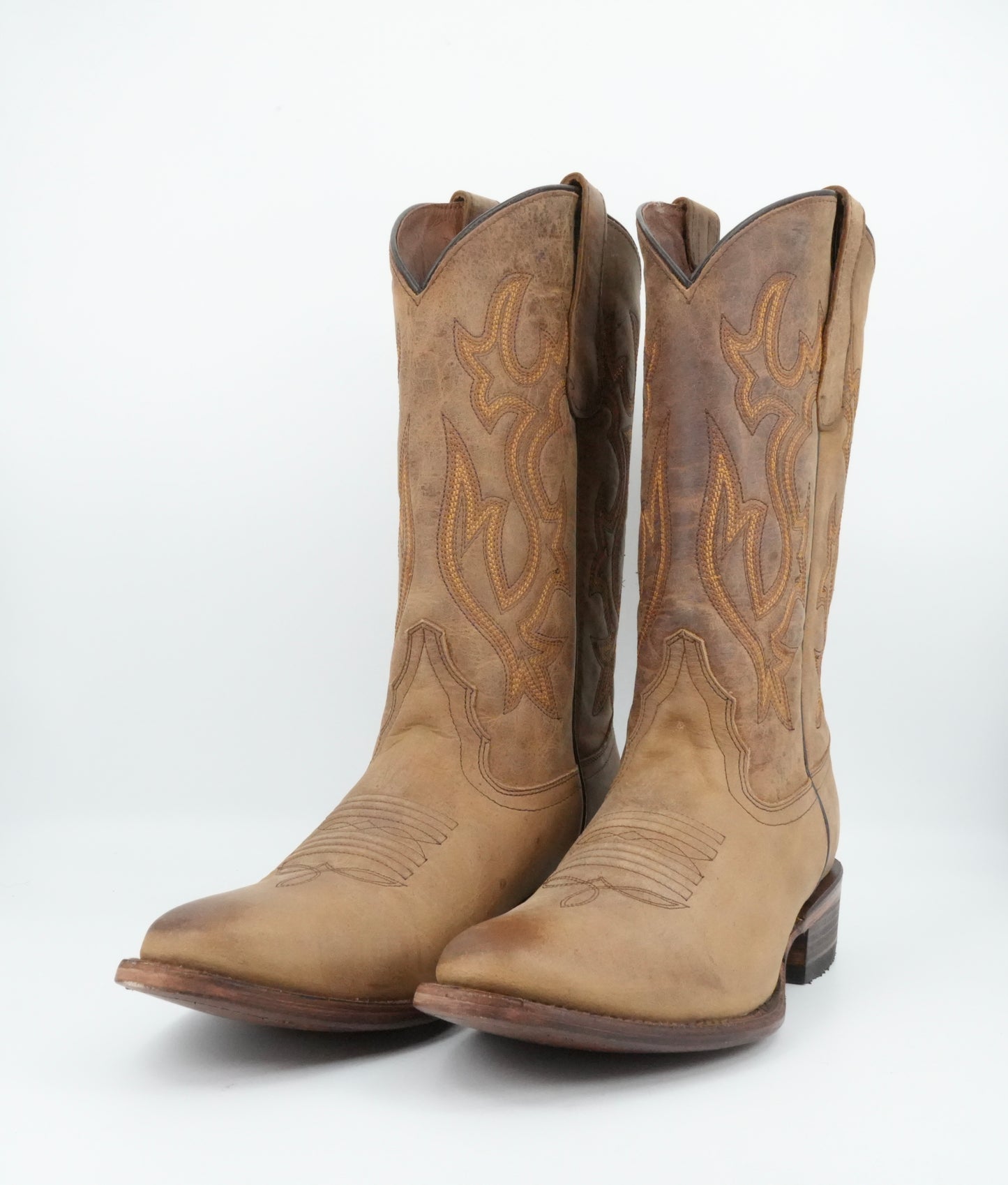 Circle G Men’s Cowhide Leather Tan Embroidery Round Toe Boot