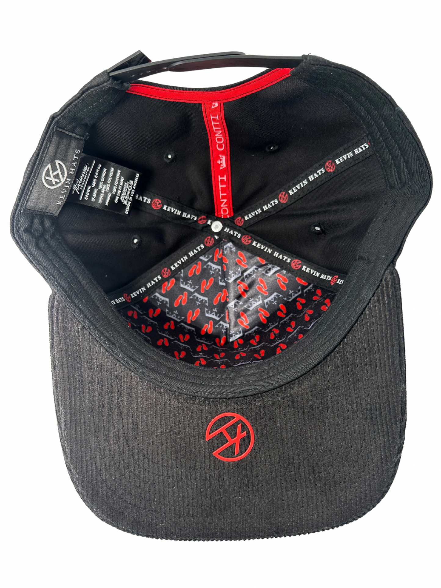 Kevin Hats LA Red Bottom Black Corduroy