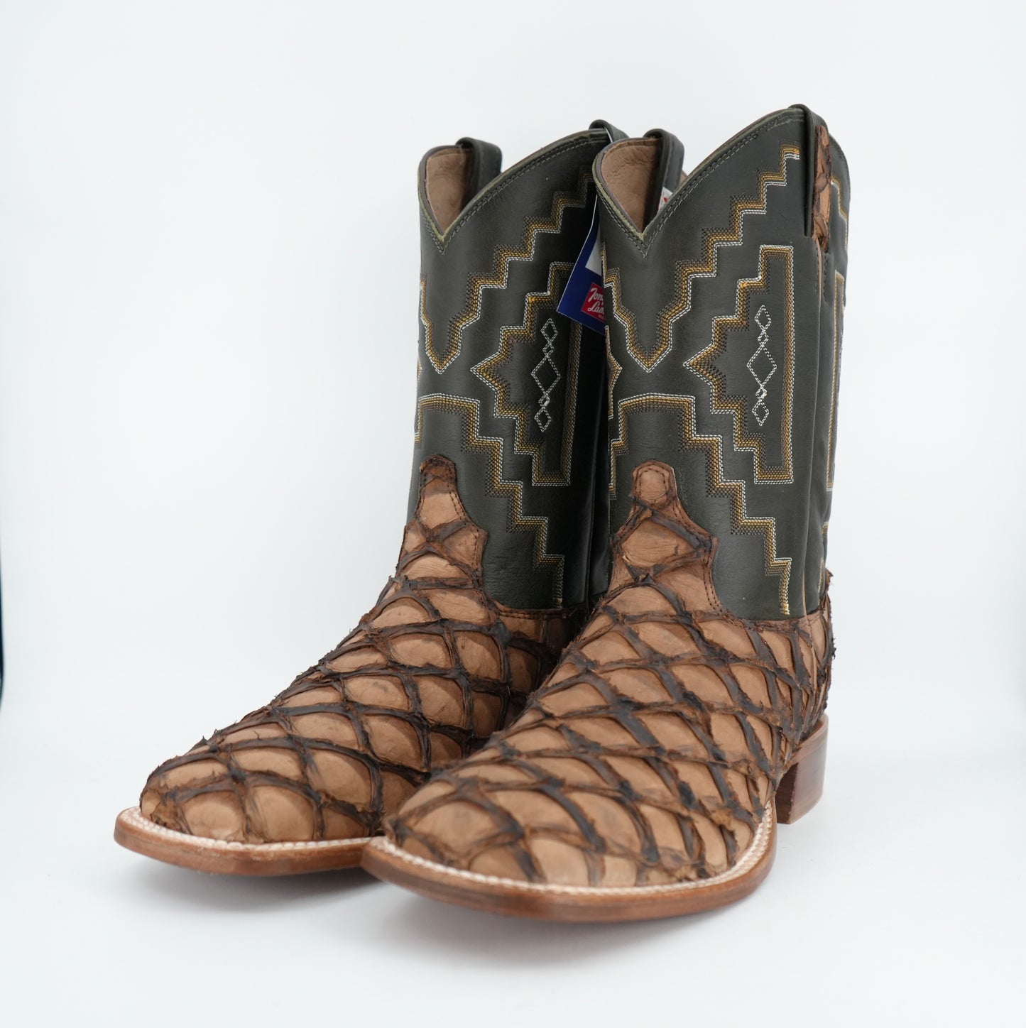 Tony Lama Men's Leviathan Chocolate Pirarucu Wide Square Toe