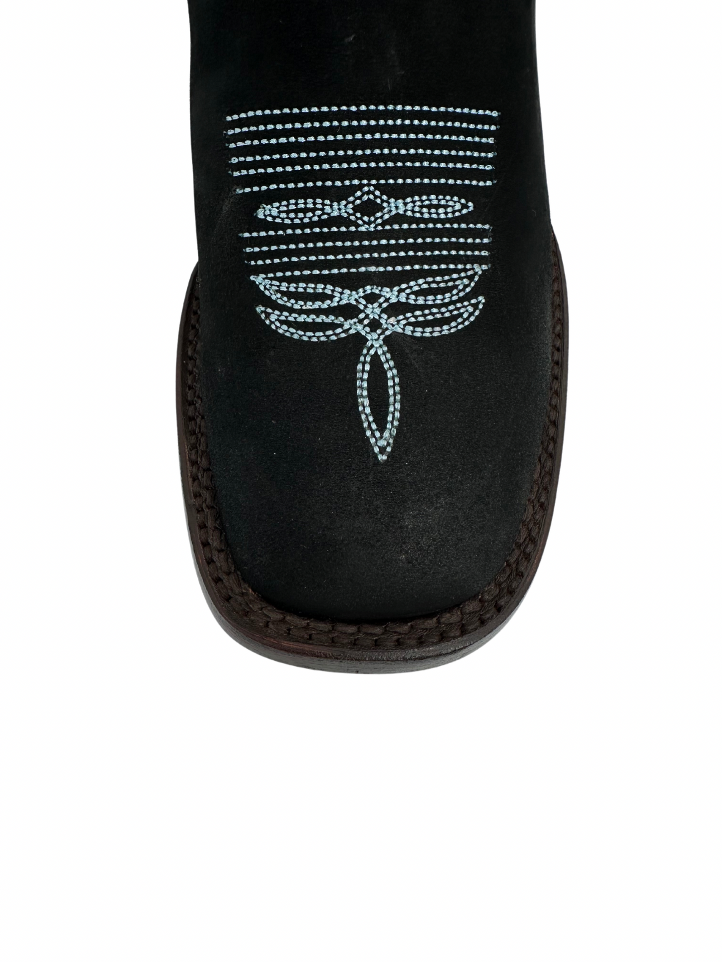 White Diamond Women's Black Butterfly Square Toe Leather Boot