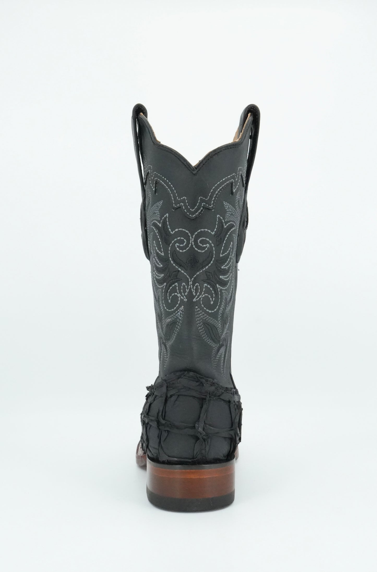 Los Altos Women's Black Genuine Pirarucu Leather Square Toe Boot