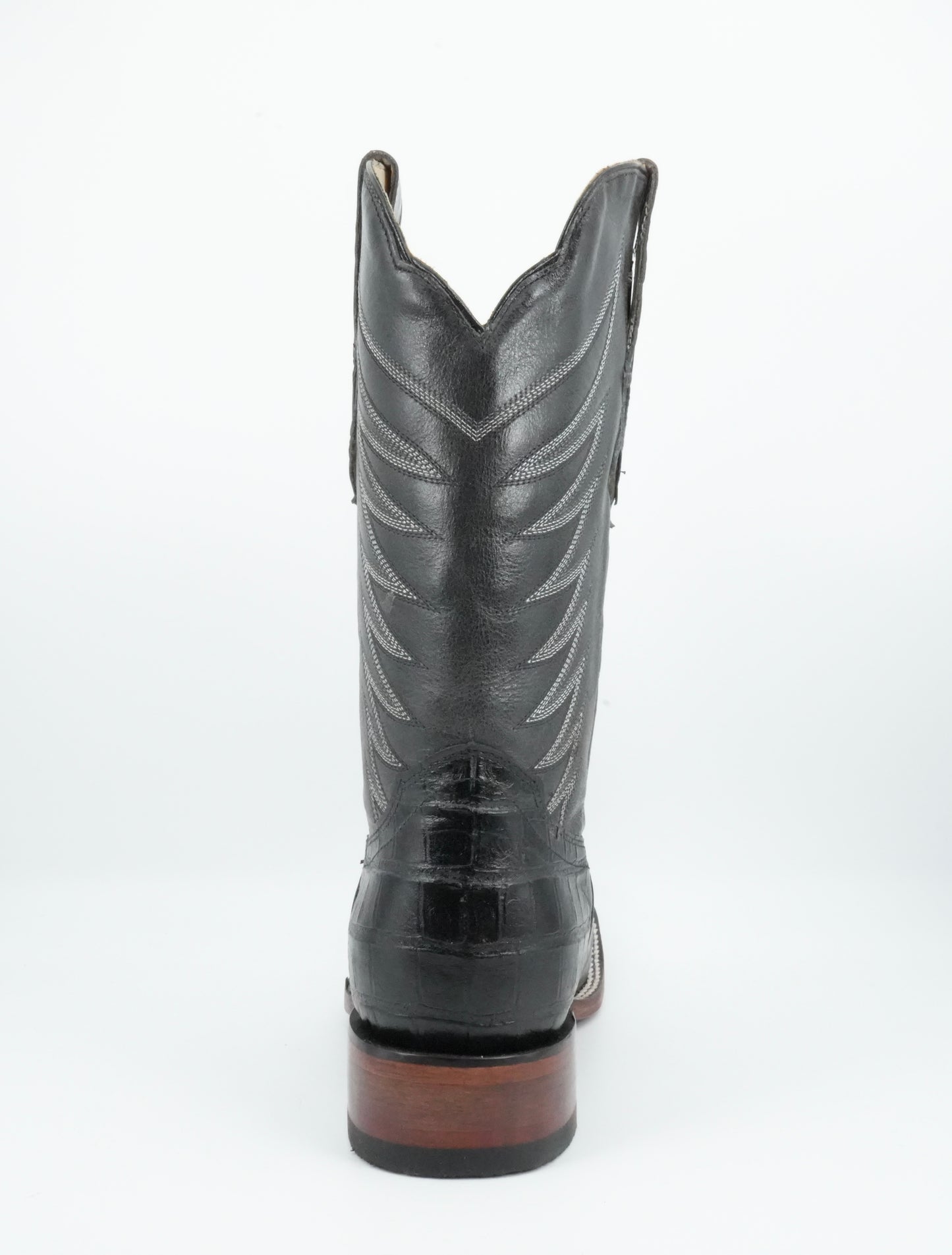 Quincy Men's Alligator Belly Print Black Wide Square Toe Boot