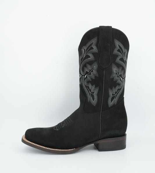Vaquero Signature Men's Black Nobuck Wide Square Toe Boot