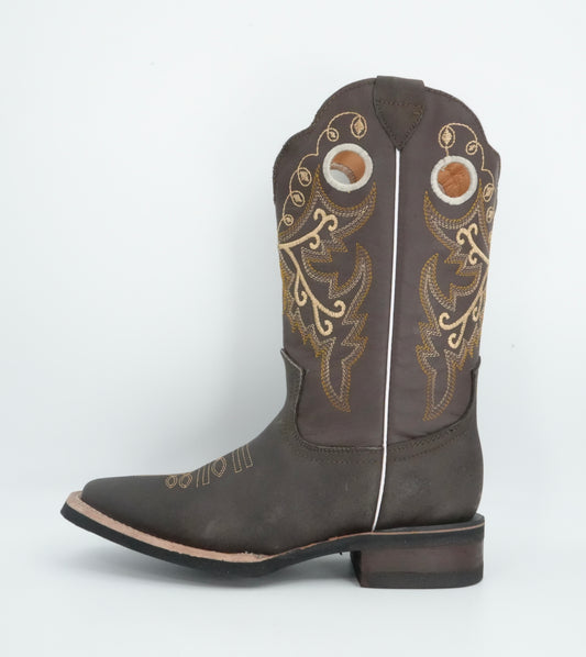 Black Stone Kid's Crazy Brown Narrow Square Toe Boots