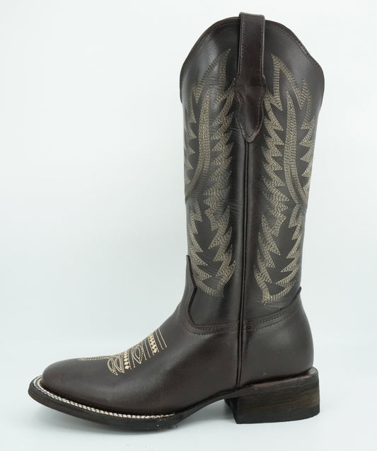 Quincy Women's Grasso Chocolate Wide Square Toe Boot