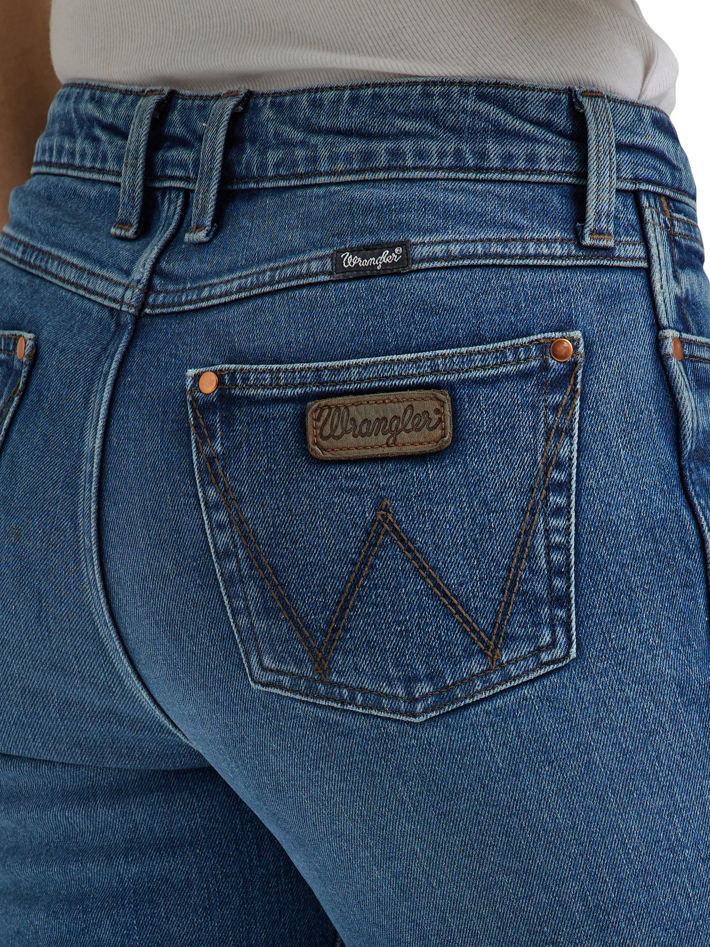 Wrangler Women's Retro Bailey Medium Blue High Rise Trouser Jean