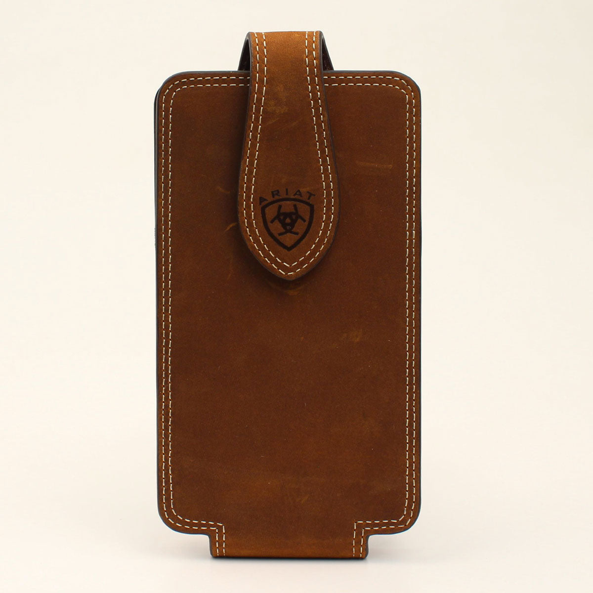 Funda para teléfono móvil grande de cuero marrón mediano Ariat