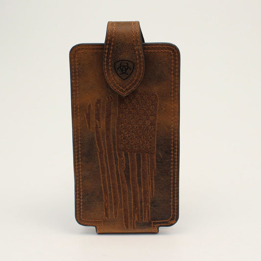Ariat Flag Brown Leather Large Cell Phone Case