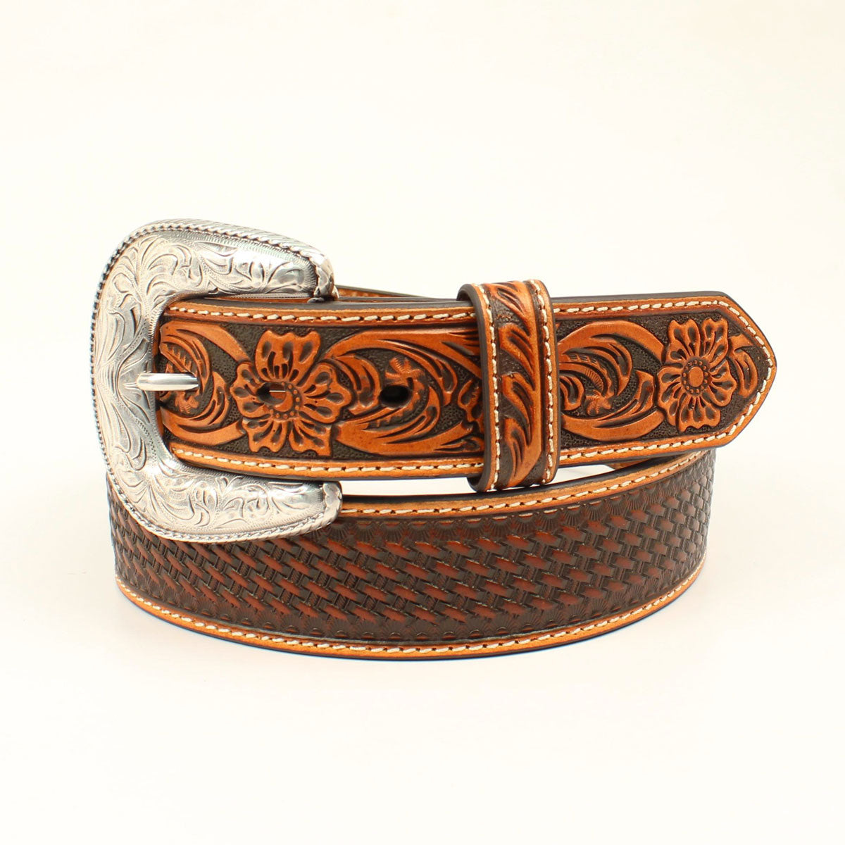 Ariat Men's Embossed & Woven Leather Belt