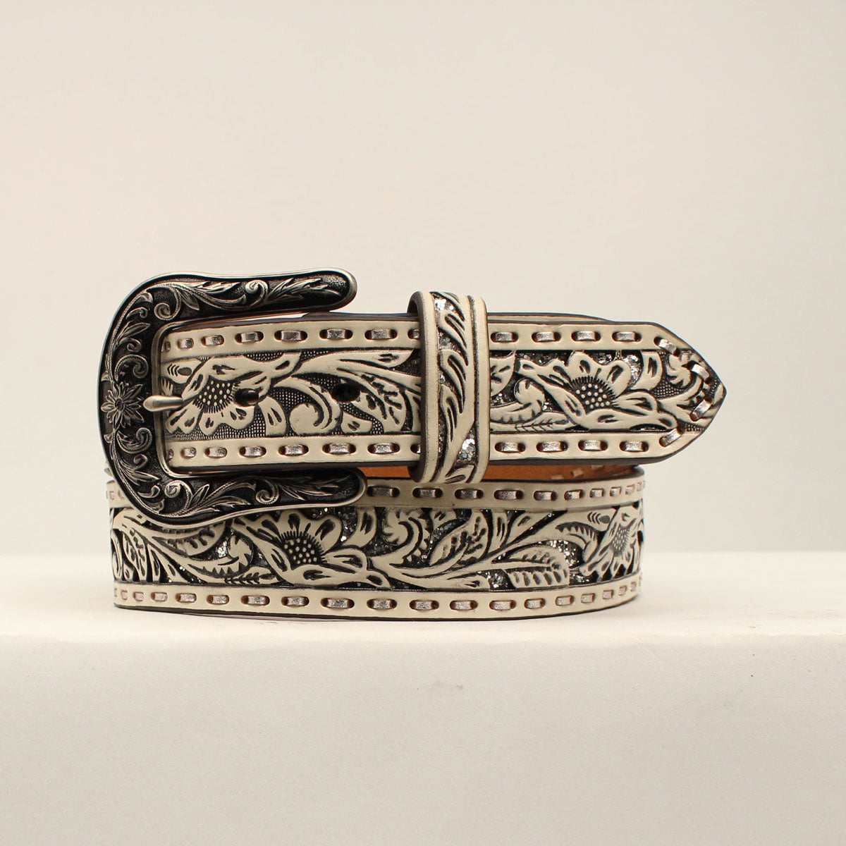 Ariat Cream Floral Embroided Belt