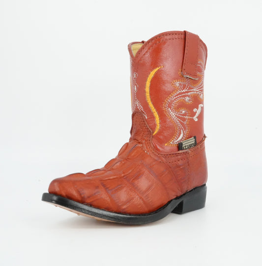 Alamos Toddler Cognac Imitation Caiman Tail Boot
