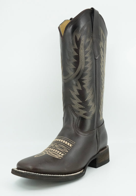 Quincy Women's Grasso Chocolate Wide Square Toe Boot