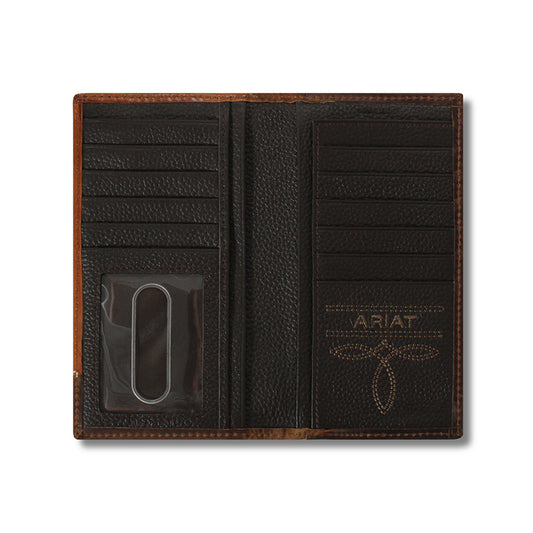 Ariat Brown Stitched Embroided Rodeo Wallet