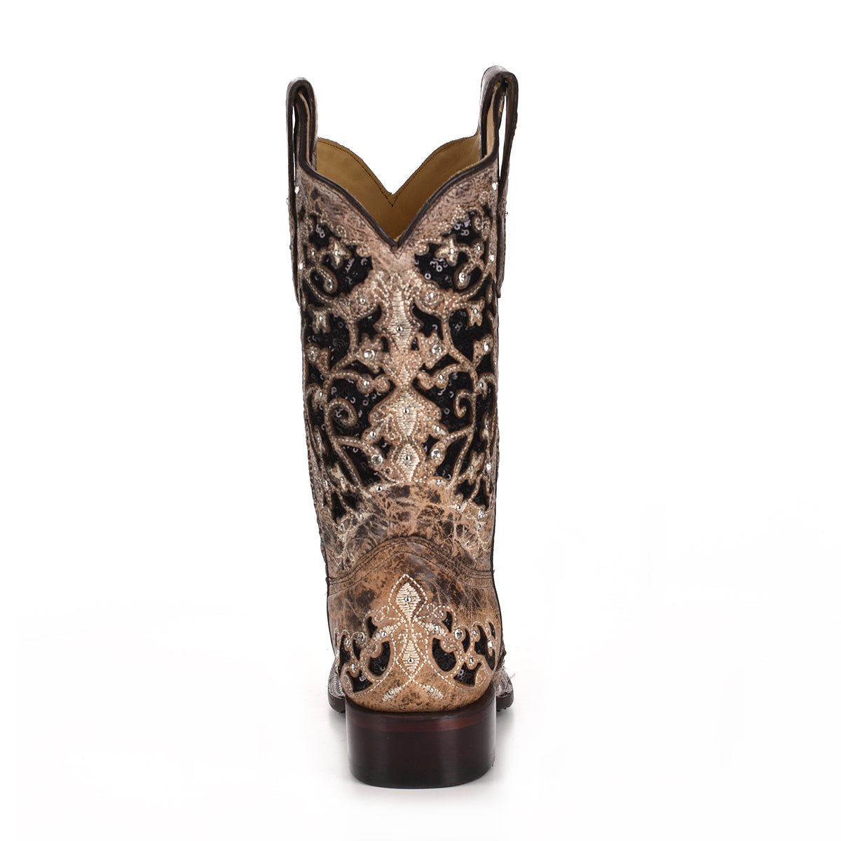 Corral Women’s Brown Laser Inlay Sequins Square Toe Boot