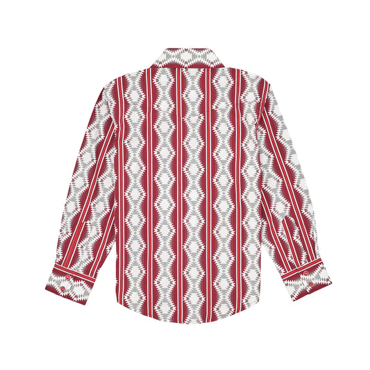 Wrangler Boy's Checotah Western Long Sleeve Snap Shirt - Burgundy