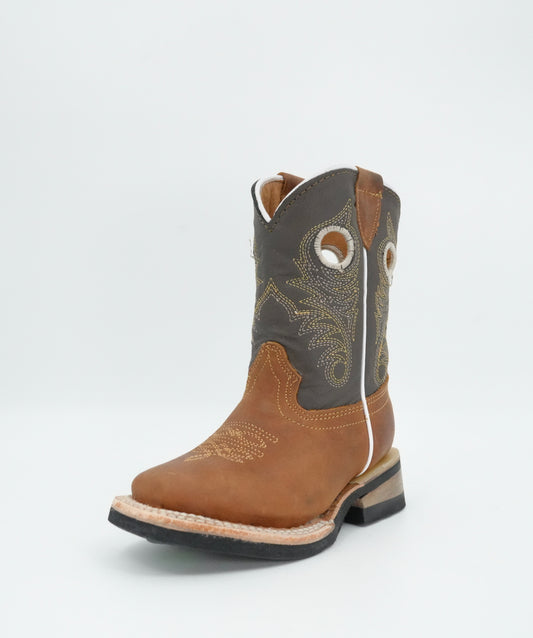 Black Stone Kid's Crazy Brown Square Toe Boot