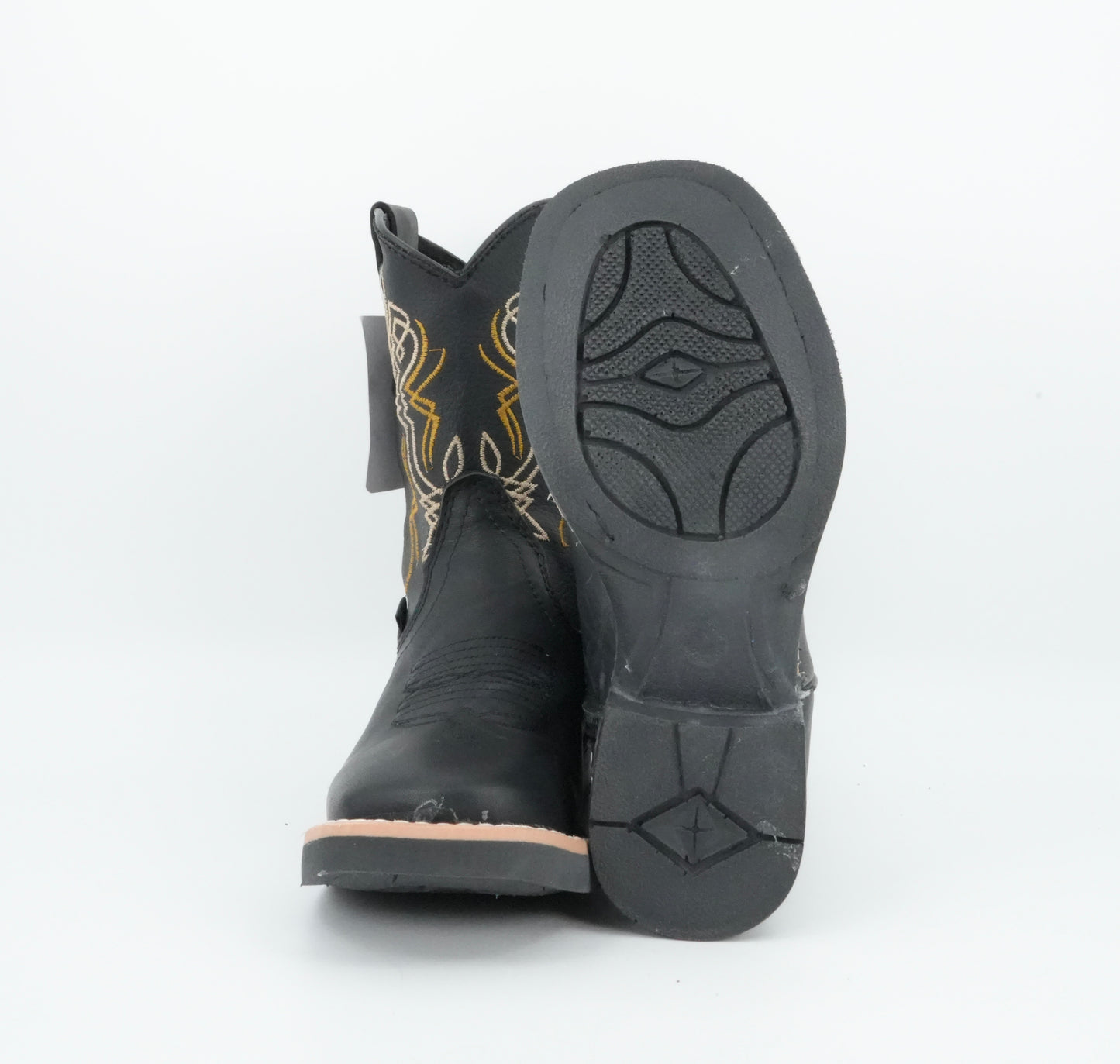 A&A Kid's Black Gold Crazy Stitched Boot