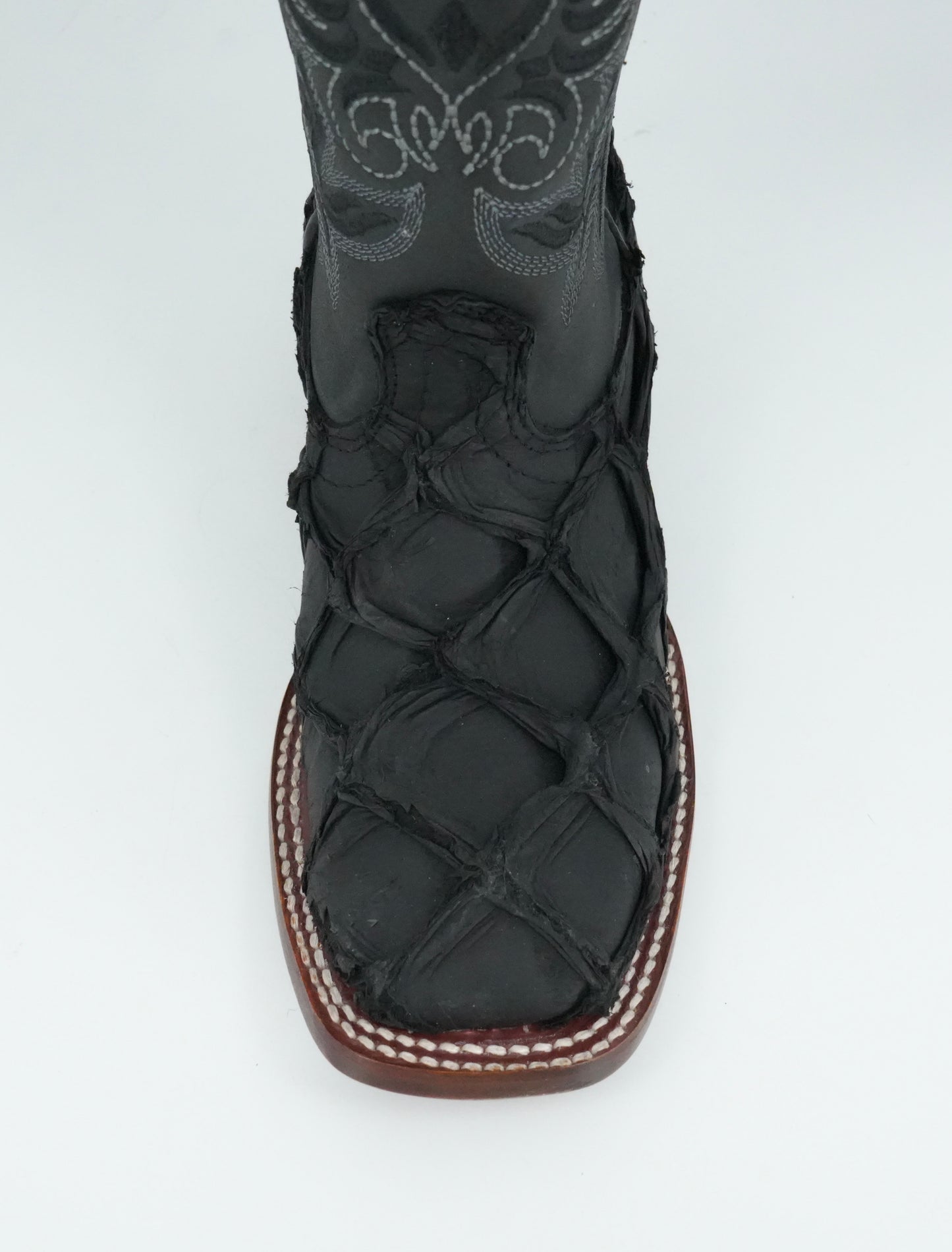 Los Altos Women's Black Genuine Pirarucu Leather Square Toe Boot