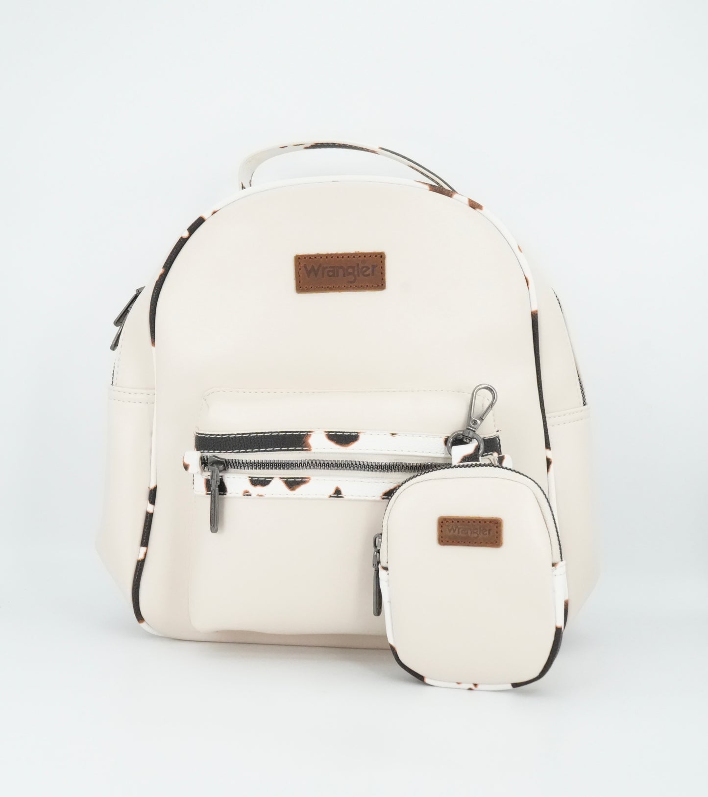 Wrangler Cow Print Backpack With Coin Pouch - Tan